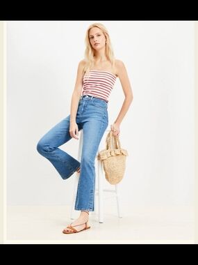 LOFT Medium Blue High-Rise Flare Jeans